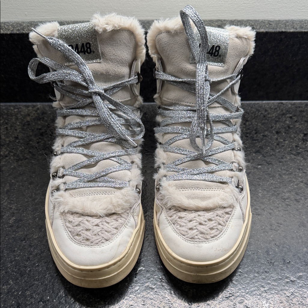 P448 Bali Sherpa High-Top Sneakers With Silver Laces